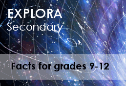 Digital landscape with text that reads Explora Secondary Facts for grades 9-12