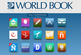 World Book logo and screenshot of search icons